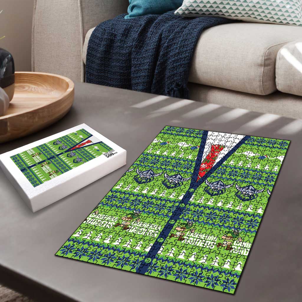 Raiders Rugby Christmas Puzzle Merry Xmas Canberra Cardigan Style - Aussie Hoodie