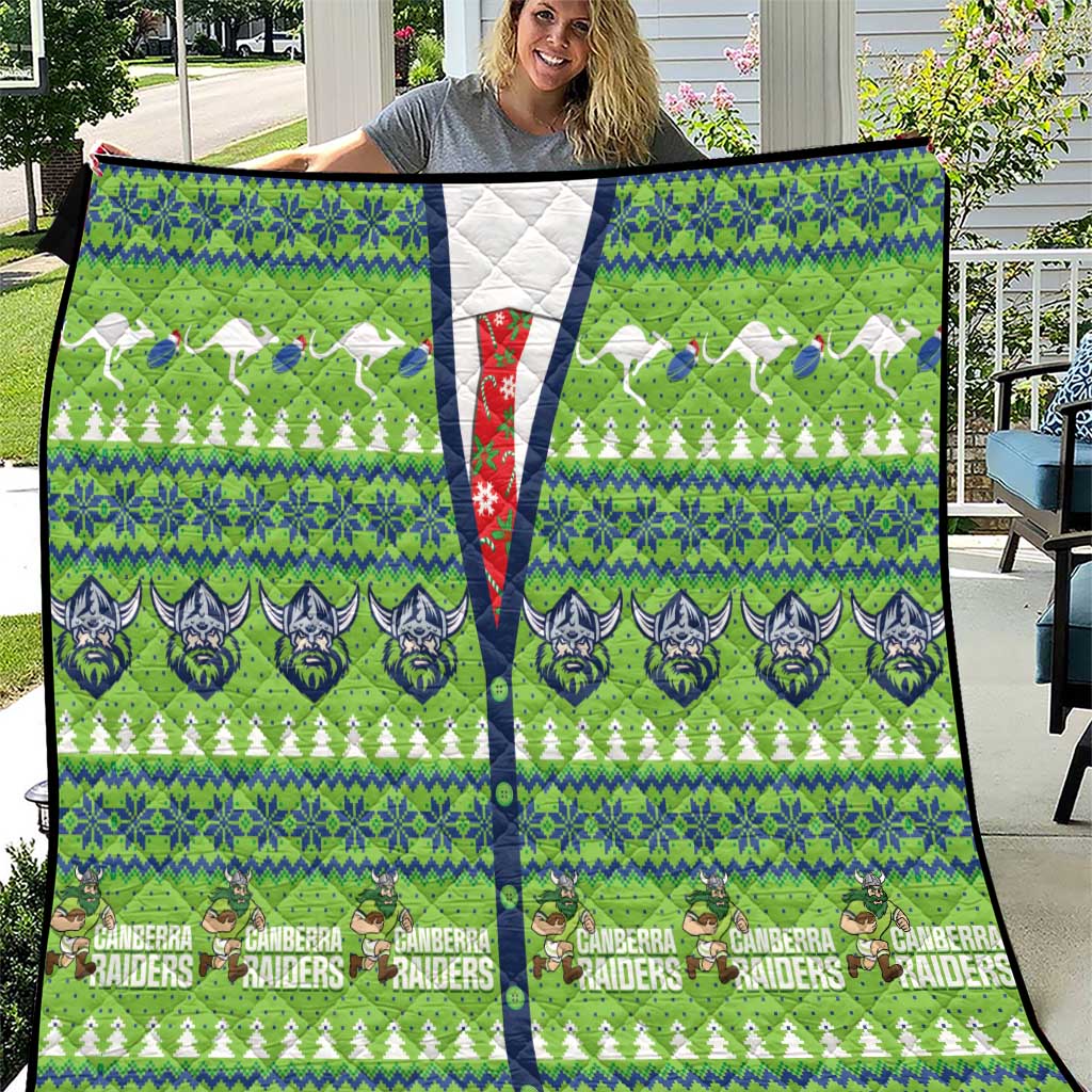 Raiders Rugby Christmas Quilt Merry Xmas Canberra Cardigan Style - Aussie Hoodie