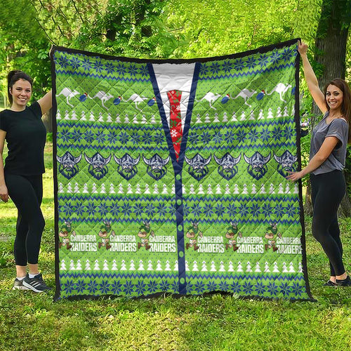 Raiders Rugby Christmas Quilt Merry Xmas Canberra Cardigan Style - Aussie Hoodie