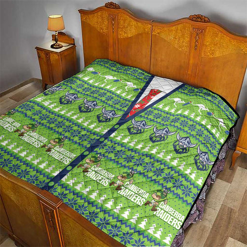 Raiders Rugby Christmas Quilt Merry Xmas Canberra Cardigan Style - Aussie Hoodie