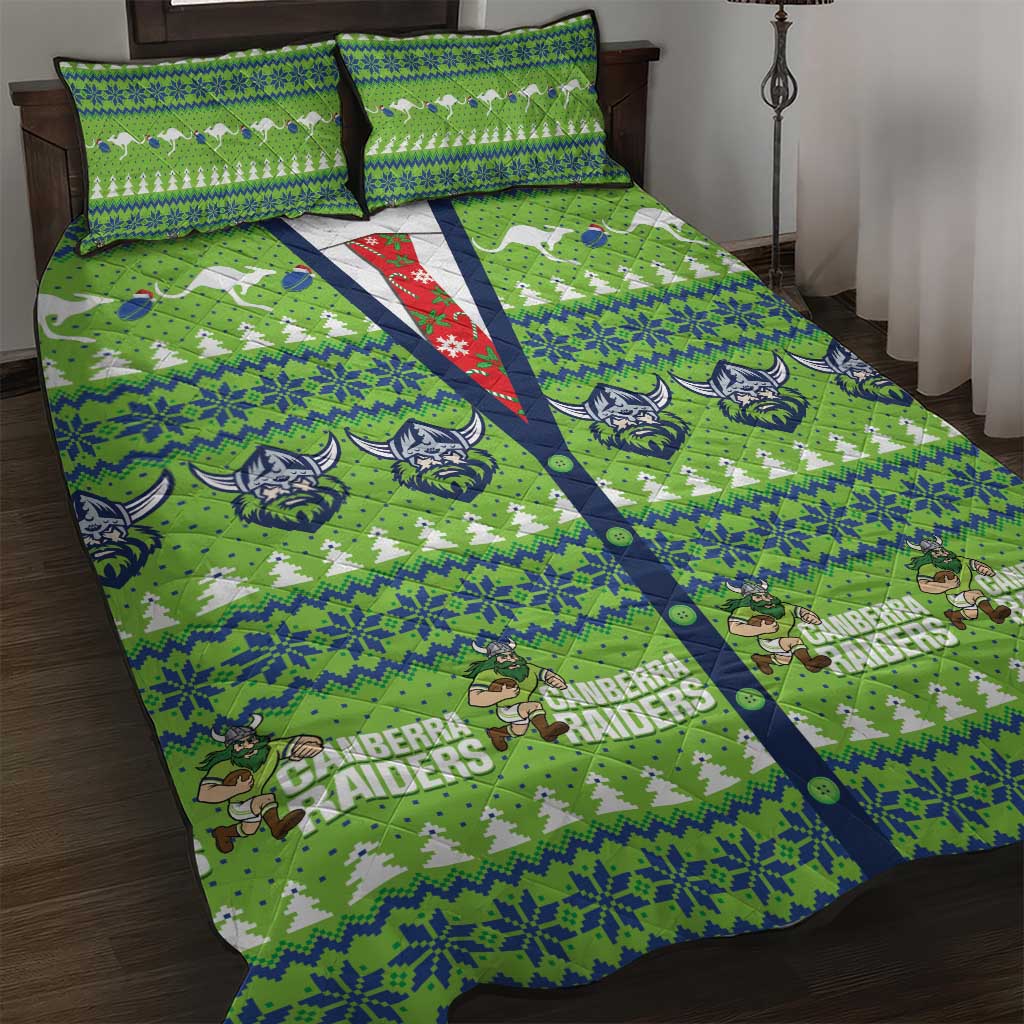 Raiders Rugby Christmas Quilt Bed Set Merry Xmas Canberra Cardigan Style - Aussie Hoodie