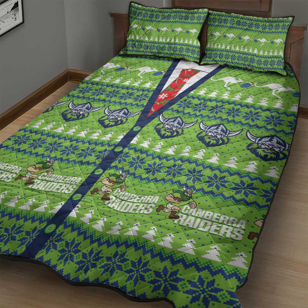 Raiders Rugby Christmas Quilt Bed Set Merry Xmas Canberra Cardigan Style - Aussie Hoodie