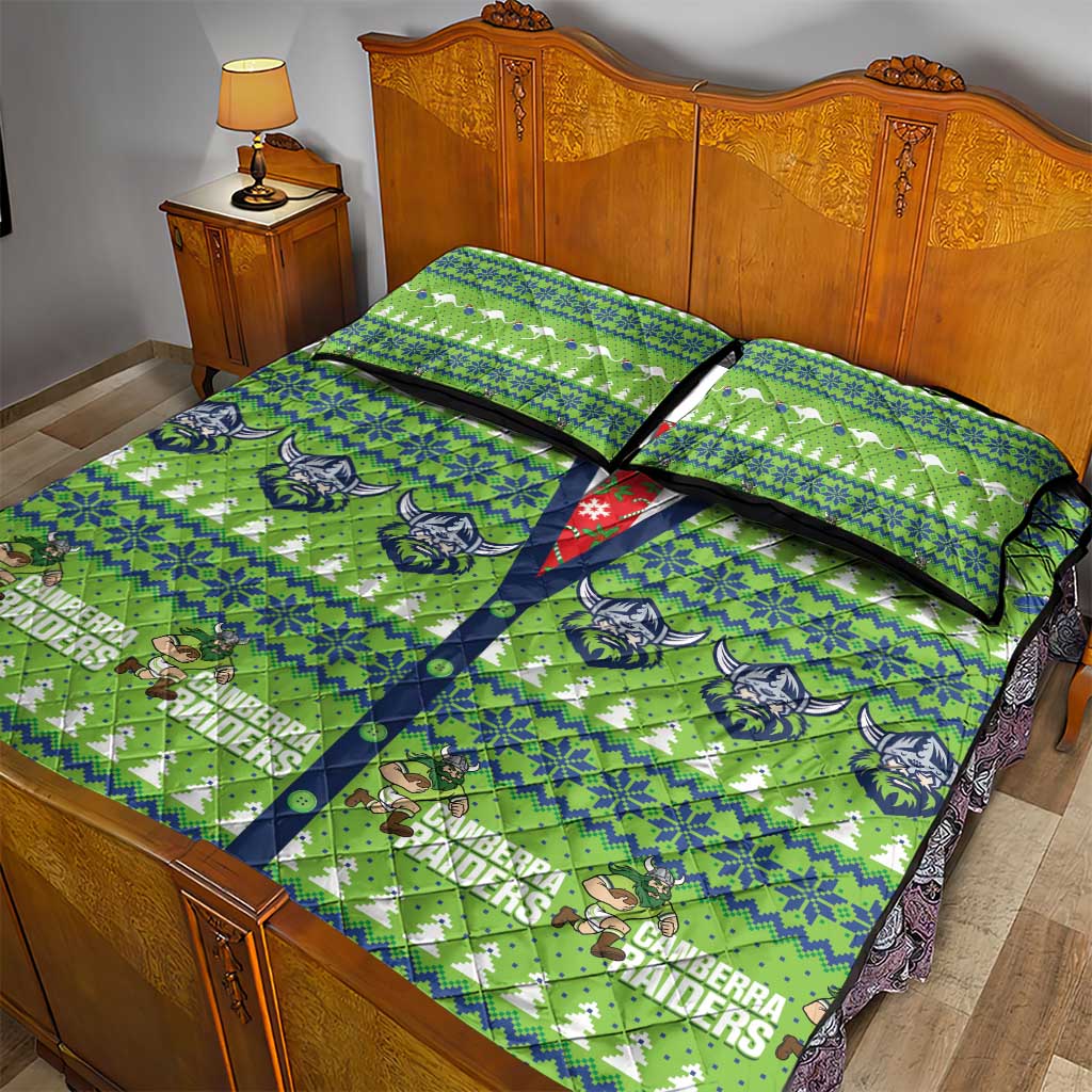 Raiders Rugby Christmas Quilt Bed Set Merry Xmas Canberra Cardigan Style - Aussie Hoodie