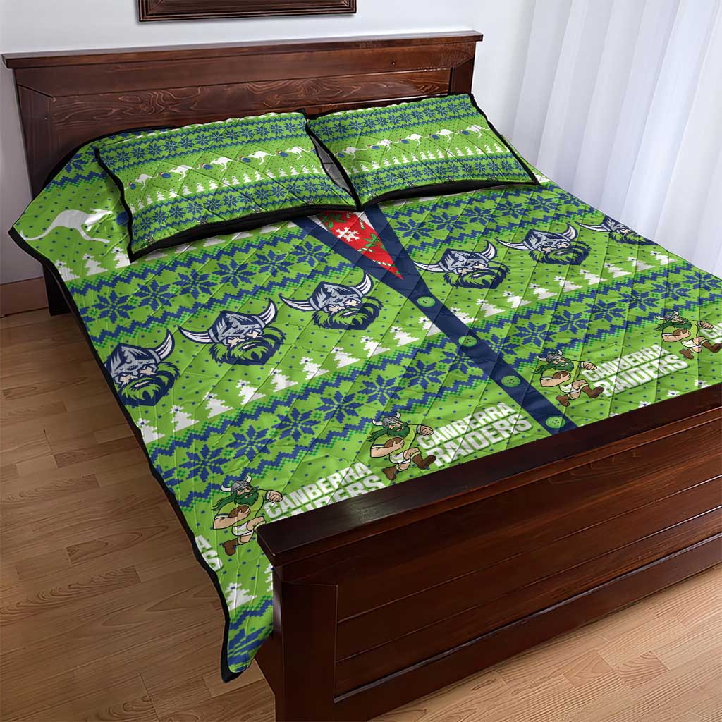 Raiders Rugby Christmas Quilt Bed Set Merry Xmas Canberra Cardigan Style - Aussie Hoodie