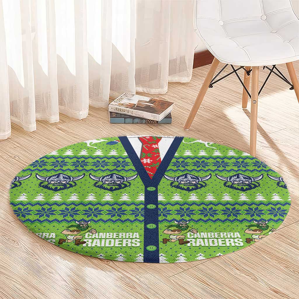 Raiders Rugby Christmas Round Carpet Merry Xmas Canberra Cardigan Style - Aussie Hoodie