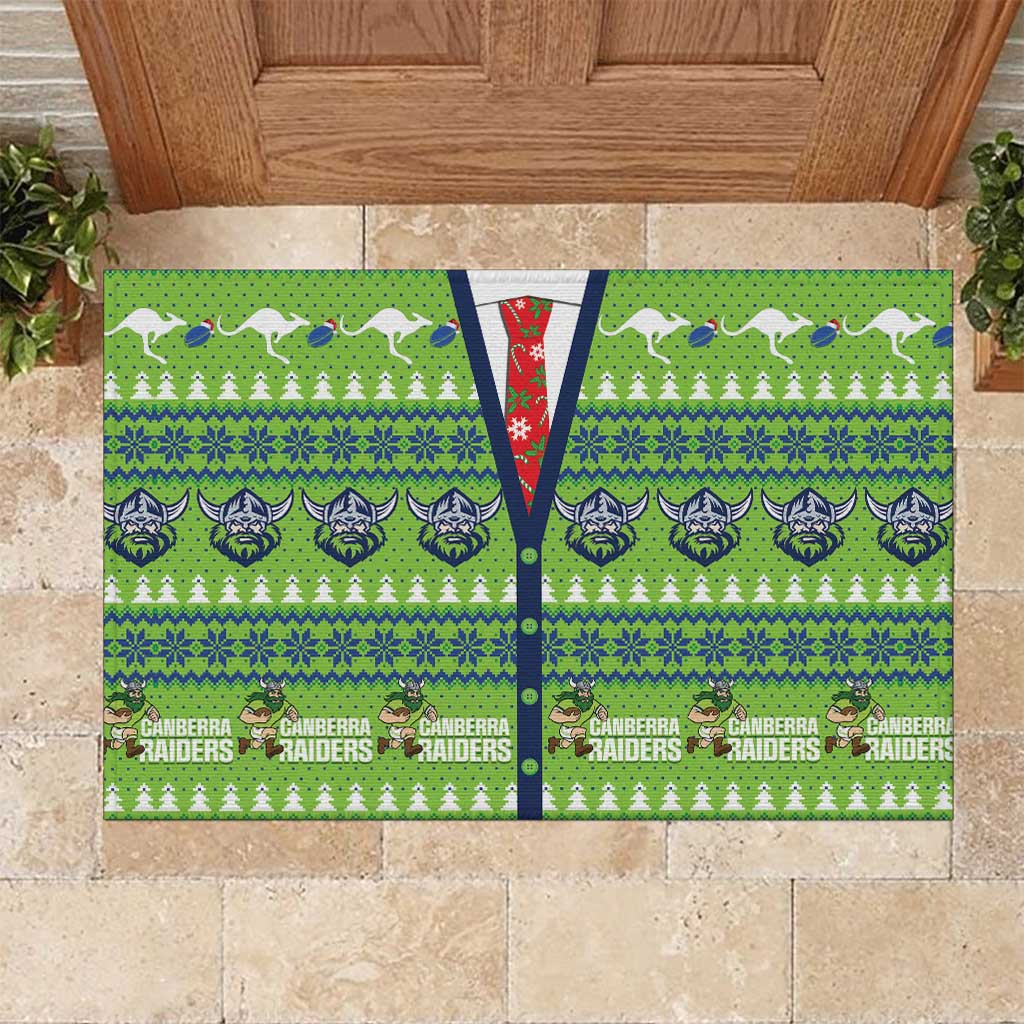 Raiders Rugby Christmas Rubber Doormat Merry Xmas Canberra Cardigan Style - Aussie Hoodie