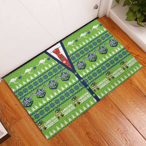 Raiders Rugby Christmas Rubber Doormat Merry Xmas Canberra Cardigan Style - Aussie Hoodie