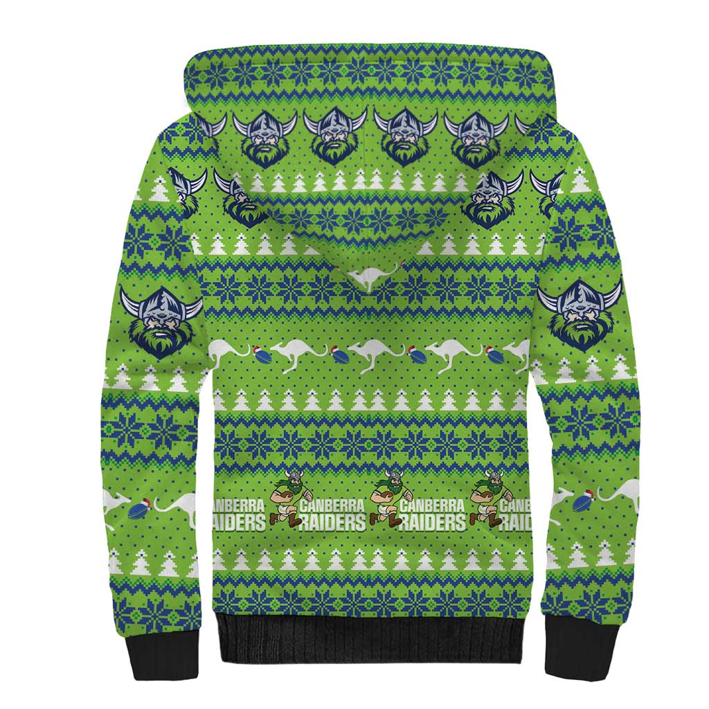 Raiders Rugby Christmas Sherpa Hoodie Merry Xmas Canberra Cardigan Style - Aussie Hoodie