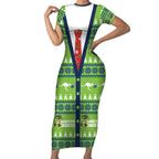 Raiders Rugby Christmas Short Sleeve Bodycon Dress Merry Xmas Canberra Cardigan Style - Aussie Hoodie
