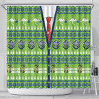 Raiders Rugby Christmas Shower Curtain Merry Xmas Canberra Cardigan Style - Aussie Hoodie