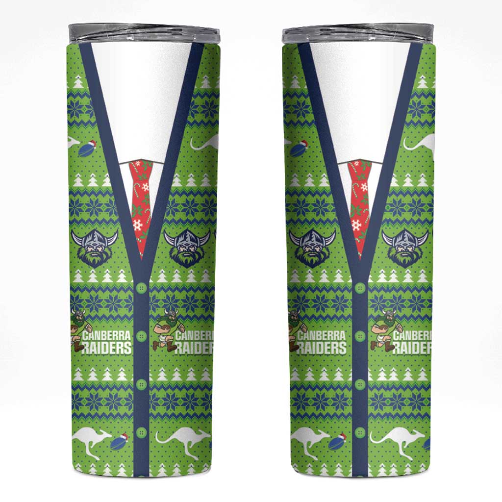 Raiders Rugby Christmas Skinny Tumbler Merry Xmas Canberra Cardigan Style - Aussie Hoodie