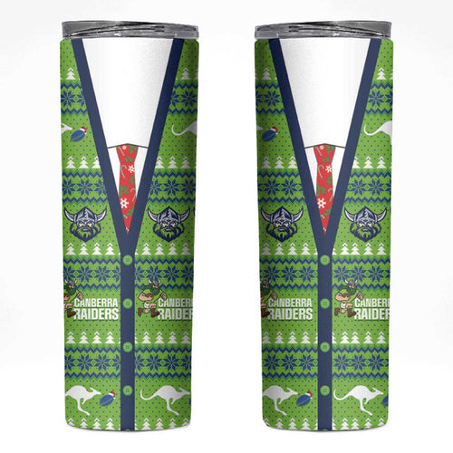 Raiders Rugby Christmas Skinny Tumbler Merry Xmas Canberra Cardigan Style - Aussie Hoodie