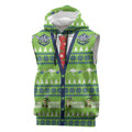 Raiders Rugby Christmas Sleeveless Hoodie Merry Xmas Canberra Cardigan Style - Aussie Hoodie