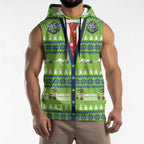 Raiders Rugby Christmas Sleeveless Hoodie Merry Xmas Canberra Cardigan Style - Aussie Hoodie