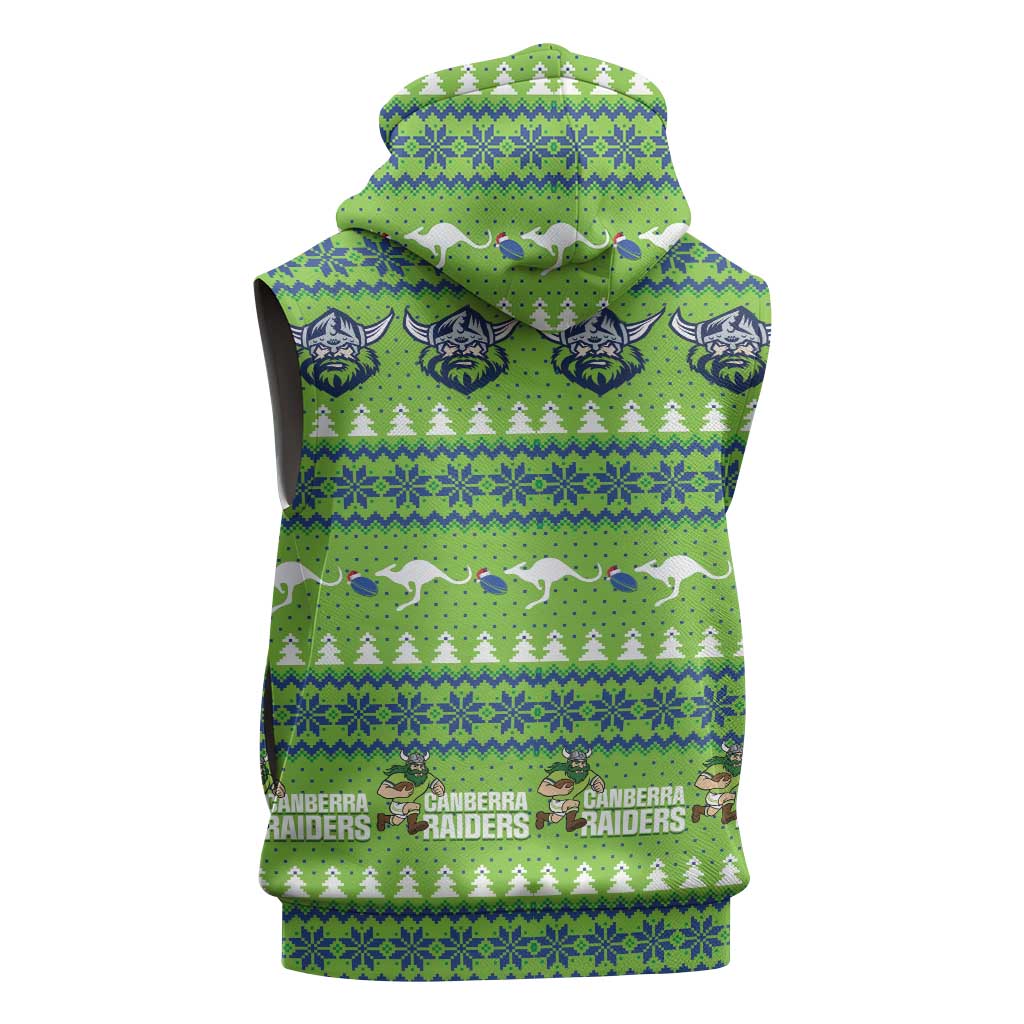 Raiders Rugby Christmas Sleeveless Zip Hoodie Merry Xmas Canberra Cardigan Style LT14