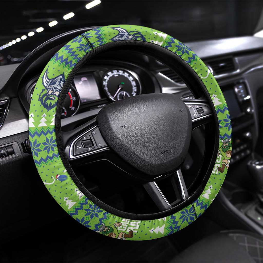 Raiders Rugby Christmas Steering Wheel Cover Merry Xmas Canberra Cardigan Style - Aussie Hoodie