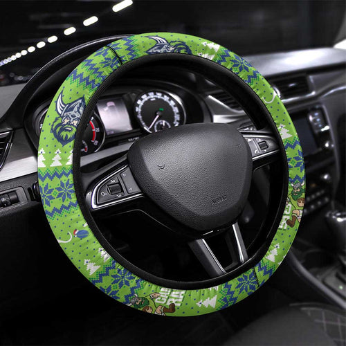 Raiders Rugby Christmas Steering Wheel Cover Merry Xmas Canberra Cardigan Style - Aussie Hoodie