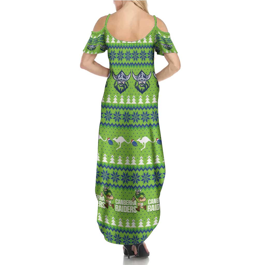 Raiders Rugby Christmas Summer Maxi Dress Merry Xmas Canberra Cardigan Style - Aussie Hoodie