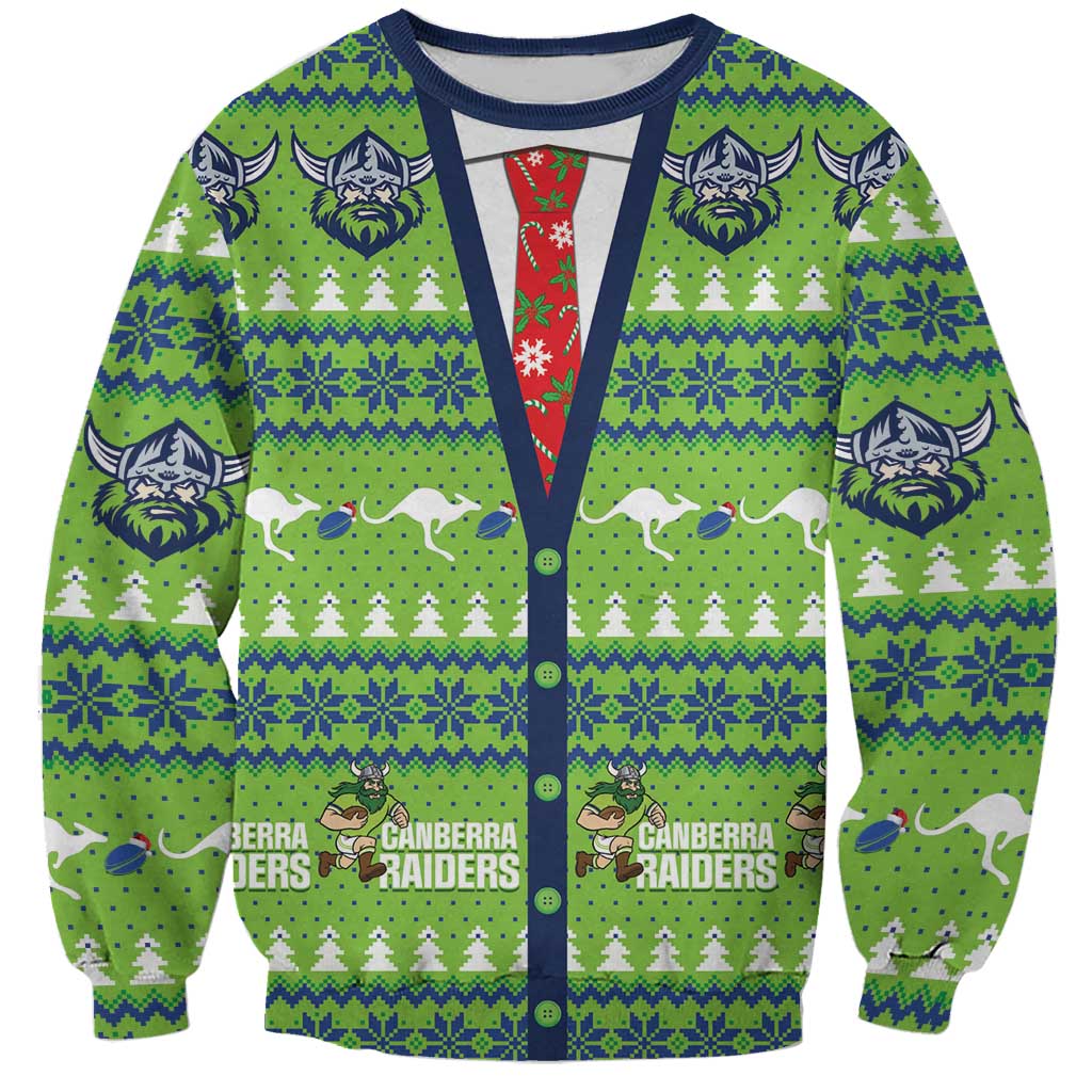 Raiders Rugby Christmas Sweatshirt Merry Xmas Canberra Cardigan Style - Aussie Hoodie