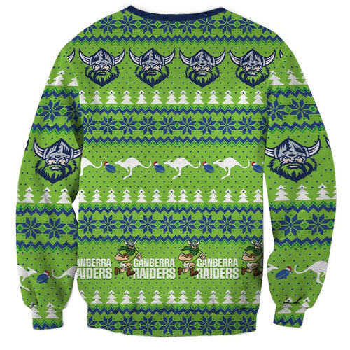 Raiders Rugby Christmas Sweatshirt Merry Xmas Canberra Cardigan Style - Aussie Hoodie