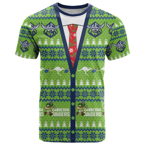 Raiders Rugby Christmas T Shirt Merry Xmas Canberra Cardigan Style - Aussie Hoodie