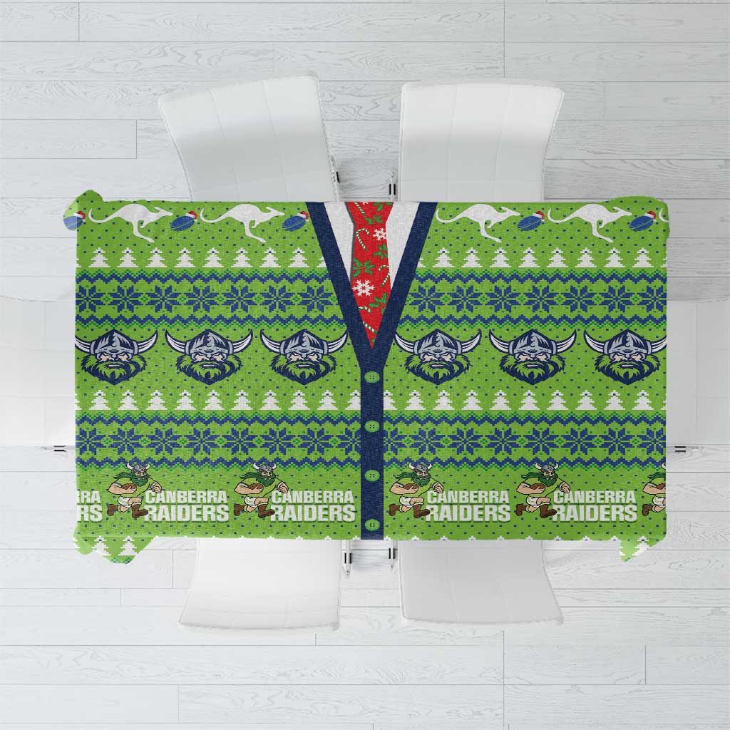 Raiders Rugby Christmas Tablecloth Merry Xmas Canberra Cardigan Style - Aussie Hoodie