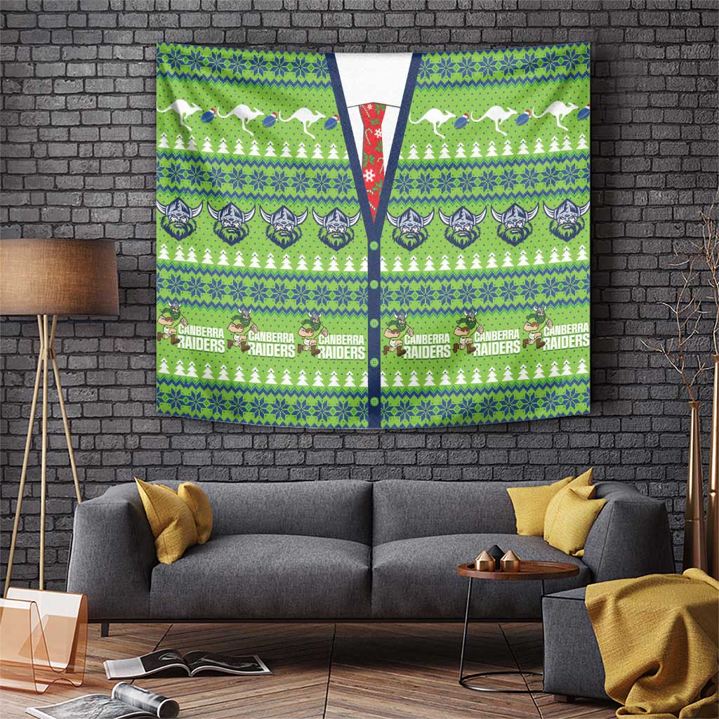 Raiders Rugby Christmas Tapestry Merry Xmas Canberra Cardigan Style - Aussie Hoodie