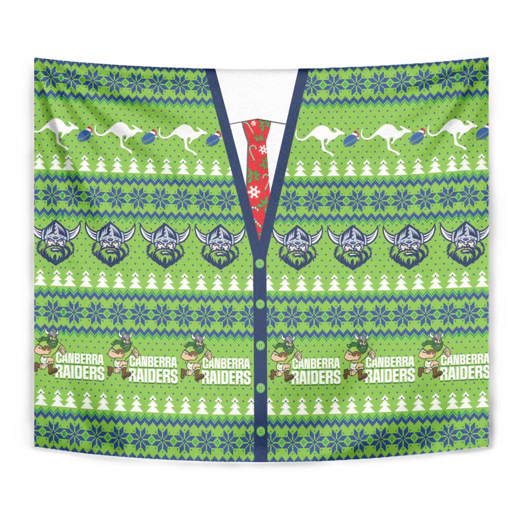 Raiders Rugby Christmas Tapestry Merry Xmas Canberra Cardigan Style - Aussie Hoodie