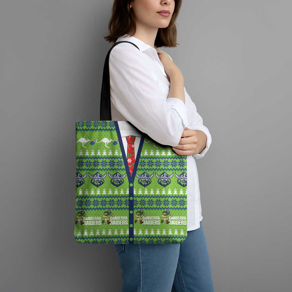 Raiders Rugby Christmas Tote Bag Merry Xmas Canberra Cardigan Style - Aussie Hoodie