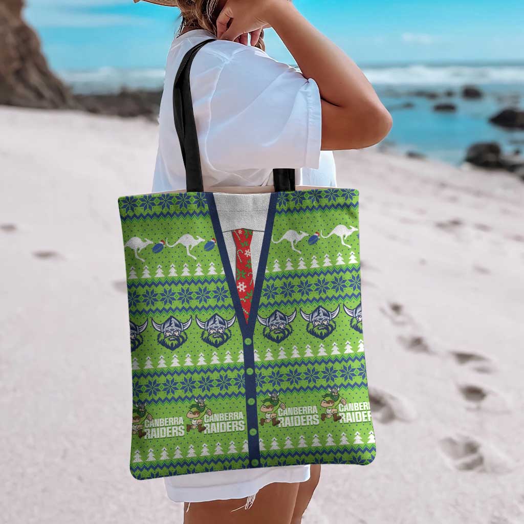 Raiders Rugby Christmas Tote Bag Merry Xmas Canberra Cardigan Style - Aussie Hoodie