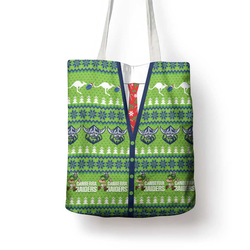 Raiders Rugby Christmas Tote Bag Merry Xmas Canberra Cardigan Style - Aussie Hoodie