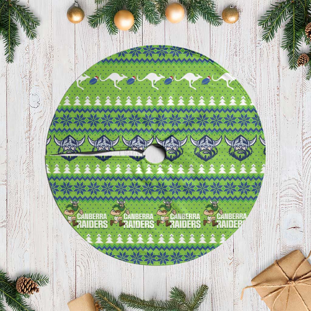 Raiders Rugby Christmas Tree Skirt Merry Xmas Canberra Cardigan Style - Aussie Hoodie