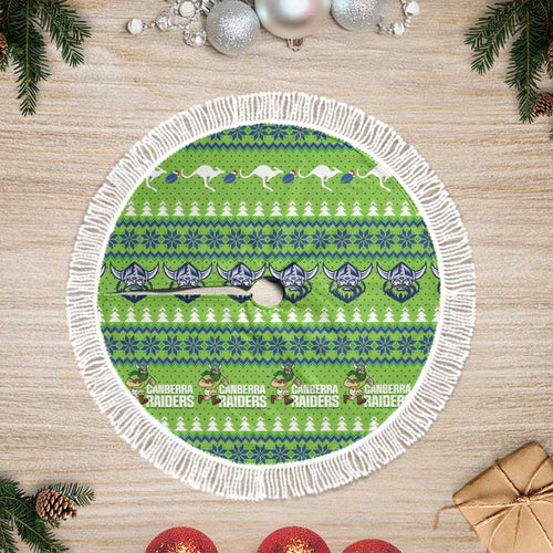 Raiders Rugby Christmas Tree Skirt Merry Xmas Canberra Cardigan Style - Aussie Hoodie