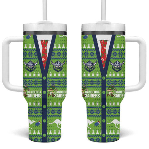 Raiders Rugby Christmas Tumbler With Handle Merry Xmas Canberra Cardigan Style - Aussie Hoodie