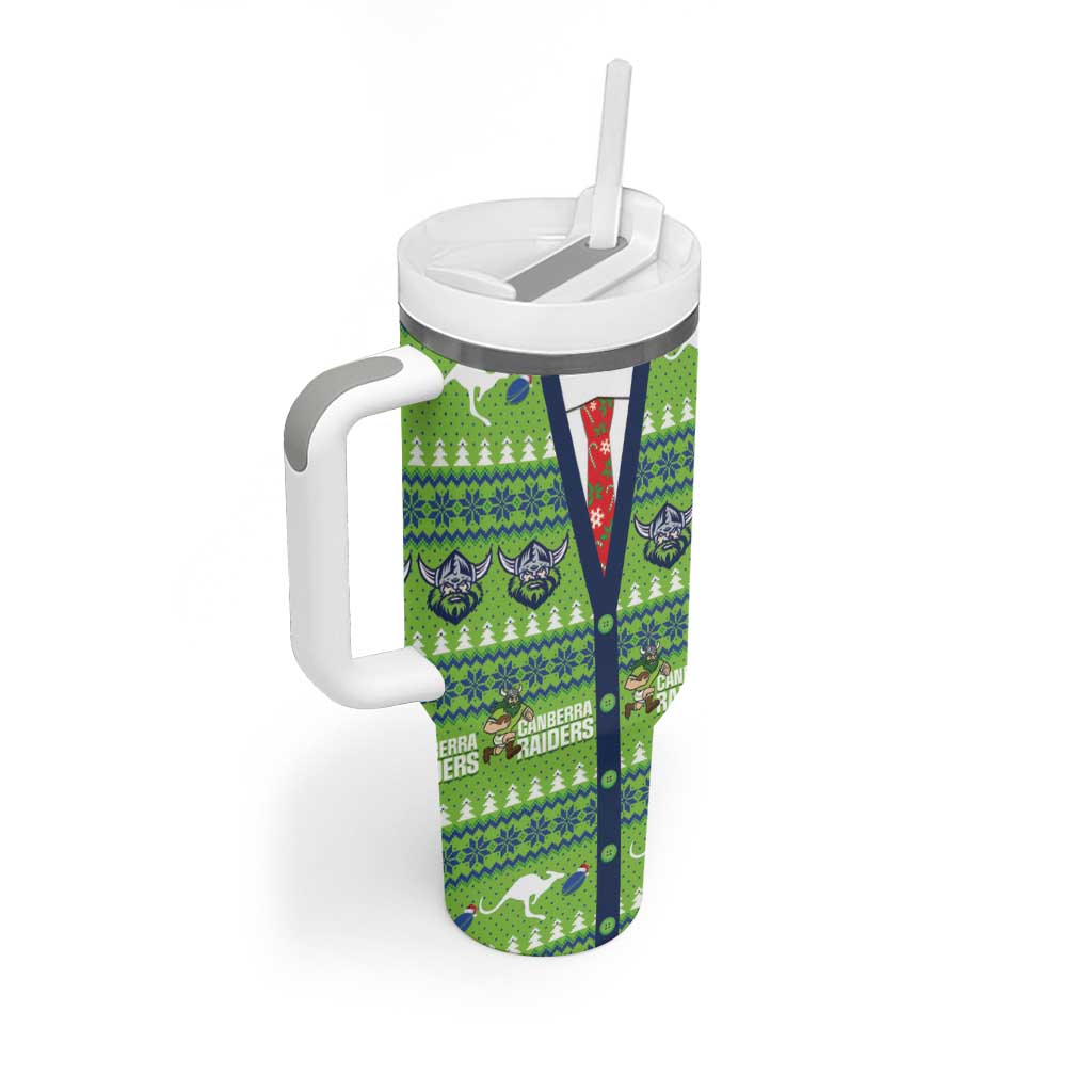 Raiders Rugby Christmas Tumbler With Handle Merry Xmas Canberra Cardigan Style - Aussie Hoodie