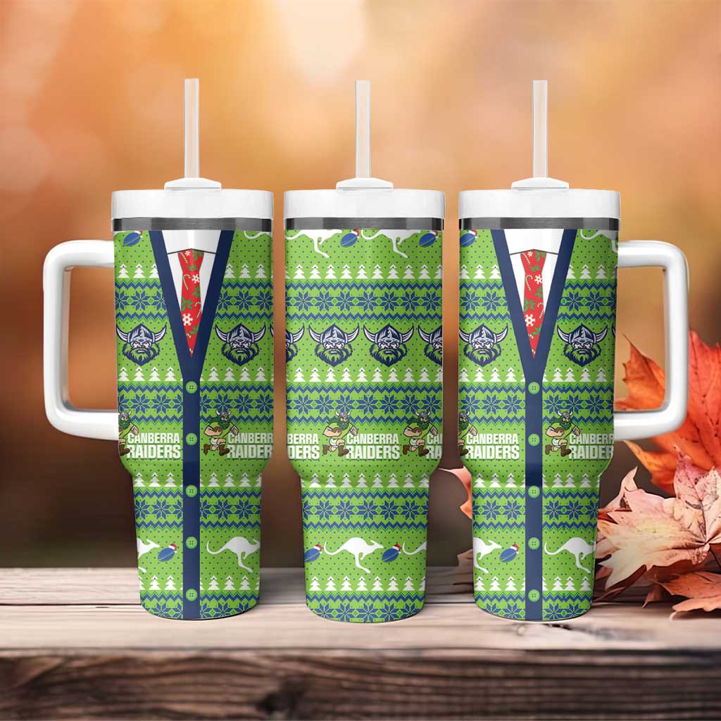 Raiders Rugby Christmas Tumbler With Handle Merry Xmas Canberra Cardigan Style - Aussie Hoodie
