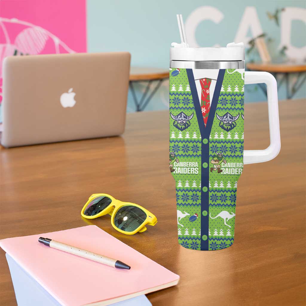 Raiders Rugby Christmas Tumbler With Handle Merry Xmas Canberra Cardigan Style - Aussie Hoodie