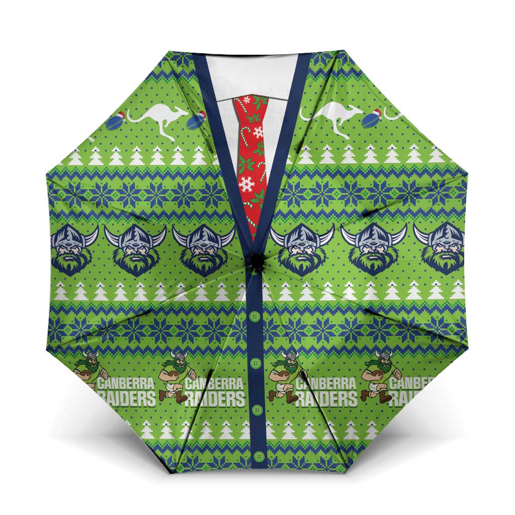 Raiders Rugby Christmas Umbrella Merry Xmas Canberra Cardigan Style - Aussie Hoodie