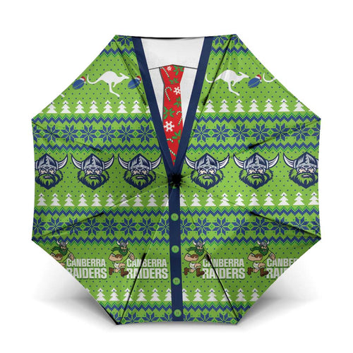 Raiders Rugby Christmas Umbrella Merry Xmas Canberra Cardigan Style - Aussie Hoodie