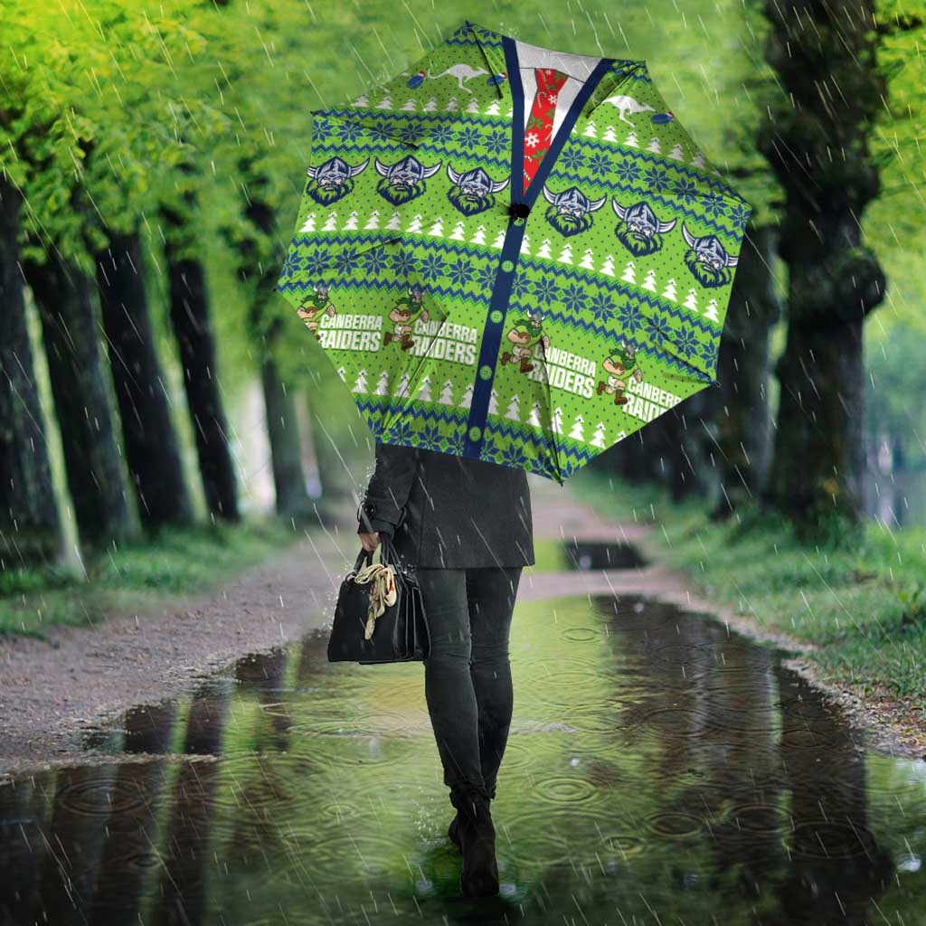 Raiders Rugby Christmas Umbrella Merry Xmas Canberra Cardigan Style - Aussie Hoodie