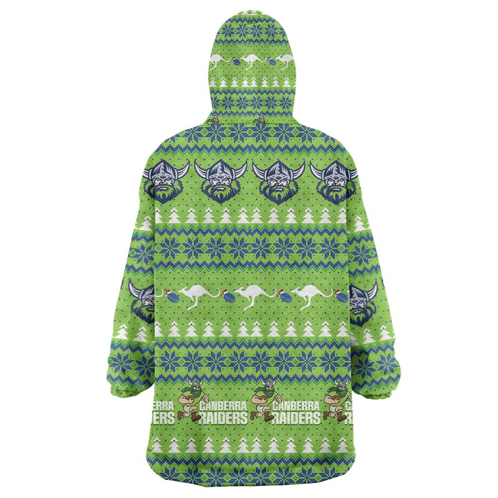 Raiders Rugby Christmas Wearable Blanket Hoodie Merry Xmas Canberra Cardigan Style - Aussie Hoodie