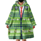 Raiders Rugby Christmas Wearable Blanket Hoodie Merry Xmas Canberra Cardigan Style - Aussie Hoodie