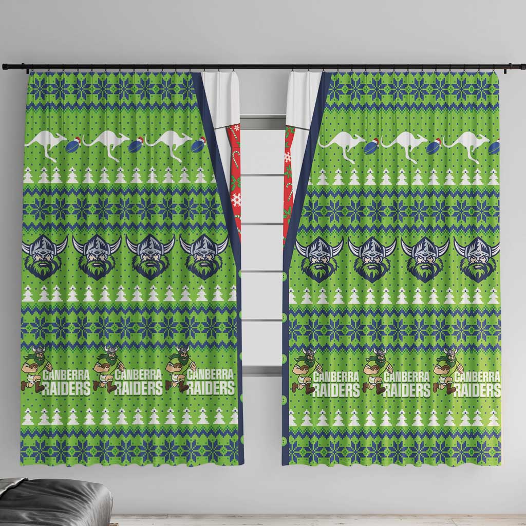 Raiders Rugby Christmas Window Curtain Merry Xmas Canberra Cardigan Style - undefined