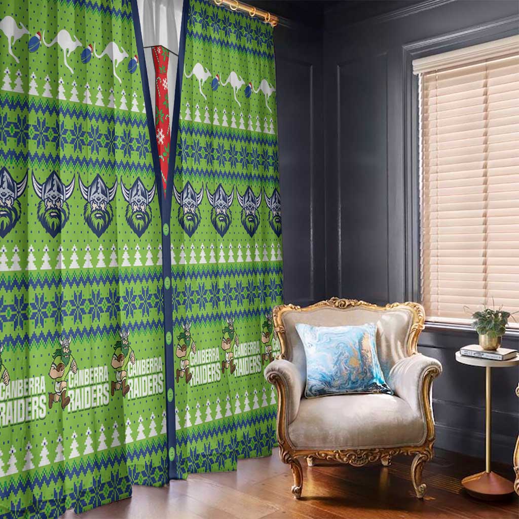 Raiders Rugby Christmas Window Curtain Merry Xmas Canberra Cardigan Style - undefined