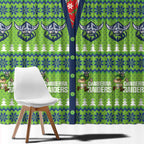 Raiders Rugby Christmas Window Curtain Merry Xmas Canberra Cardigan Style - undefined