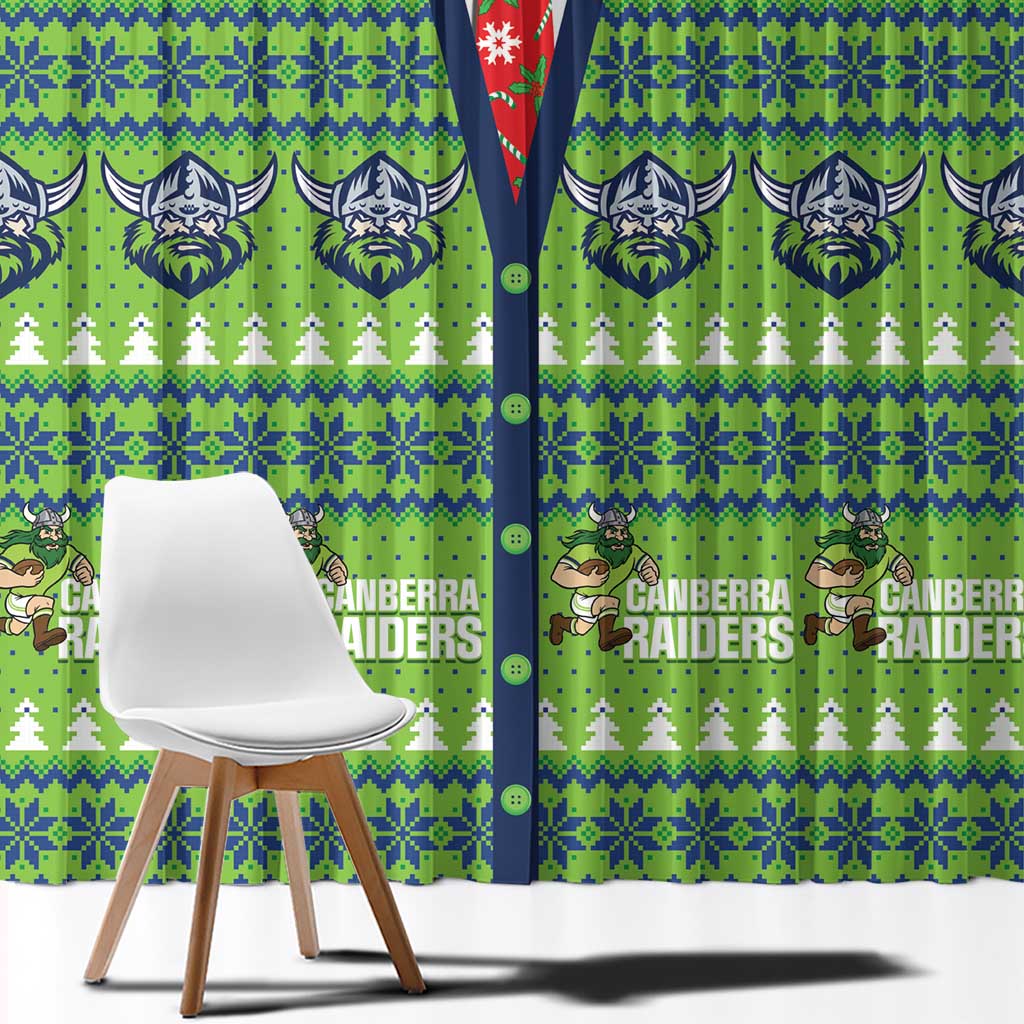 Raiders Rugby Christmas Window Curtain Merry Xmas Canberra Cardigan Style - undefined