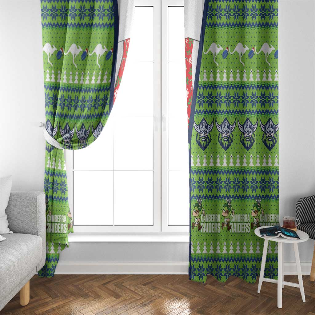 Raiders Rugby Christmas Window Curtain Merry Xmas Canberra Cardigan Style - undefined
