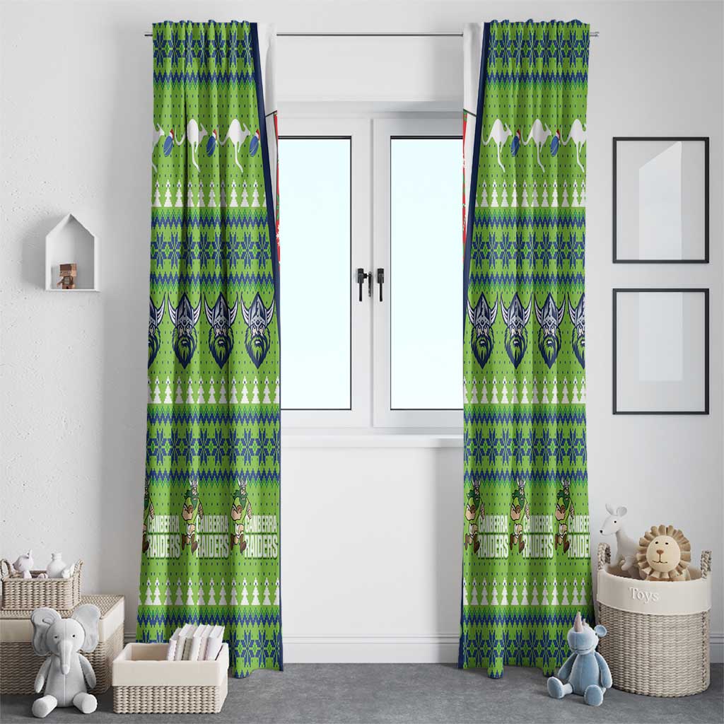 Raiders Rugby Christmas Window Curtain Merry Xmas Canberra Cardigan Style - undefined