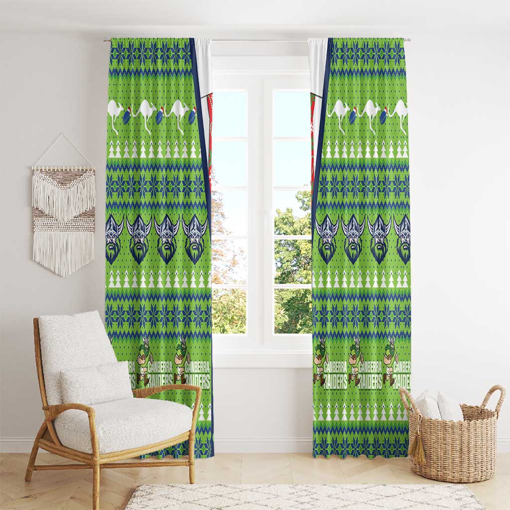 Raiders Rugby Christmas Window Curtain Merry Xmas Canberra Cardigan Style - undefined