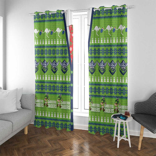Raiders Rugby Christmas Window Curtain Merry Xmas Canberra Cardigan Style - undefined